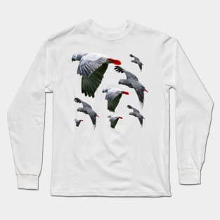 African Grey Parrots Flying Free Long Sleeve T-Shirt